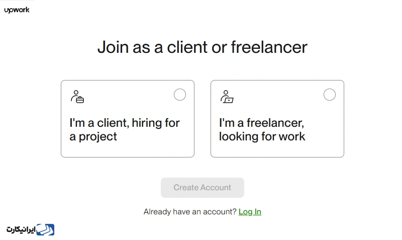 انتخاب نوع حساب در Upwork