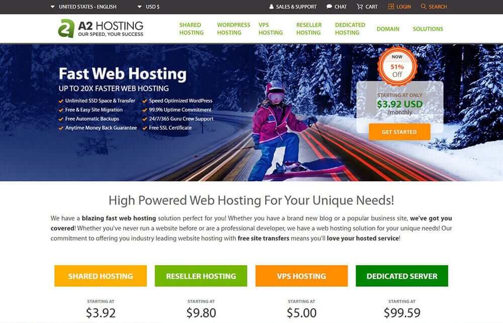 معرفی سایت A2hosting