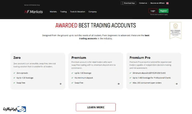 انواع حساب در بروکر هات فارکس