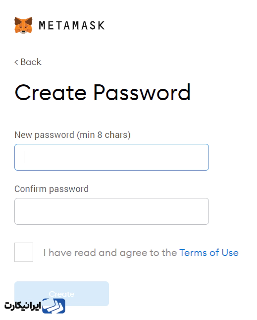 ایجاد پسوورد در کیف پول متامسک