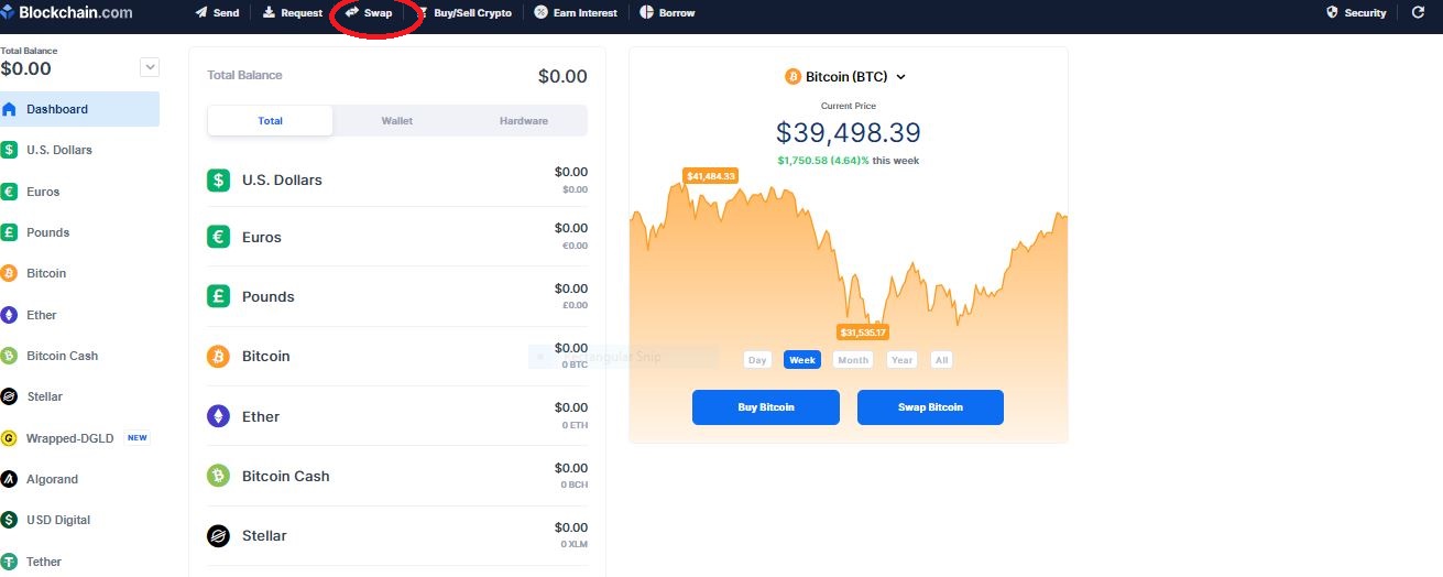 تبادل ارز در کیف پول بلاکچین