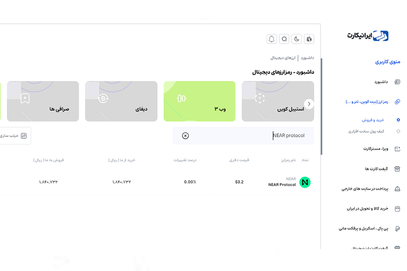 مراحل خرید نیر پروتکل از صرافی ارز دیجیتال ایرانیکارت 