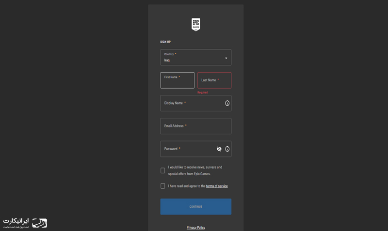 ساخت اکانت اپیک گیمز