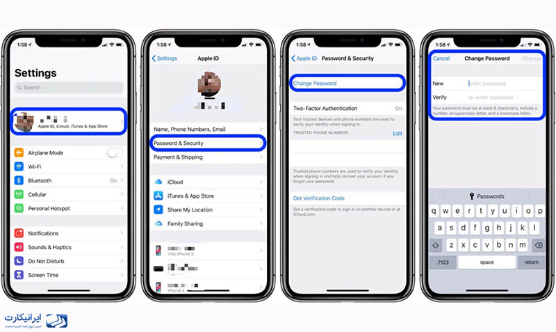 چگونه رمز اپل ايدي را عوض كنيم
