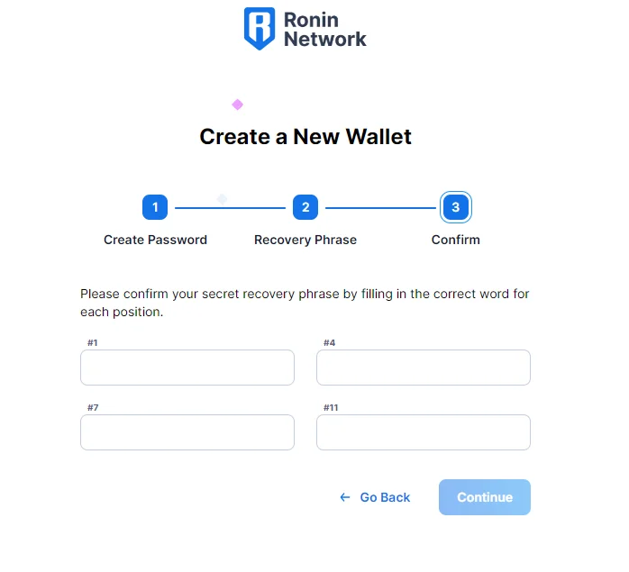 وارد کردن کلمات بازیابی در رونین ولت