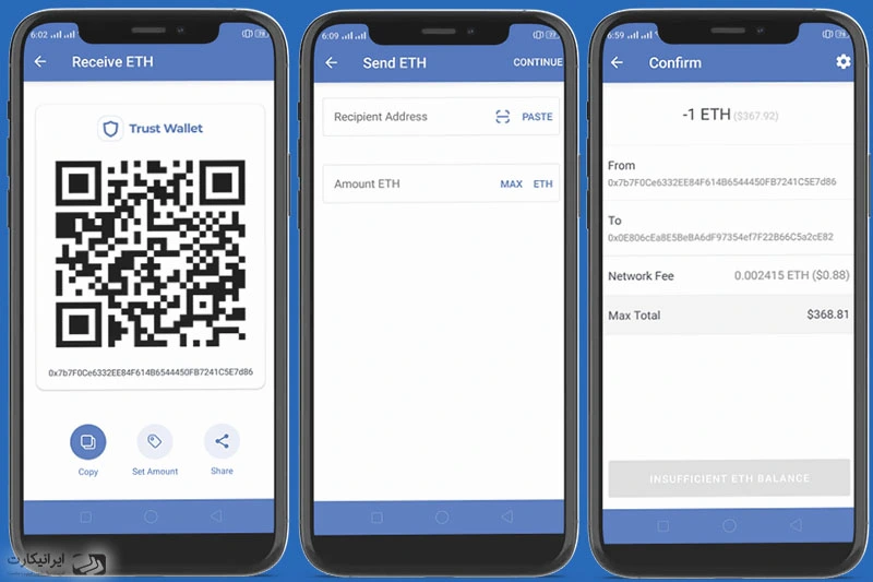 نحوه ارسال ارز در کیف پول تراست ولت