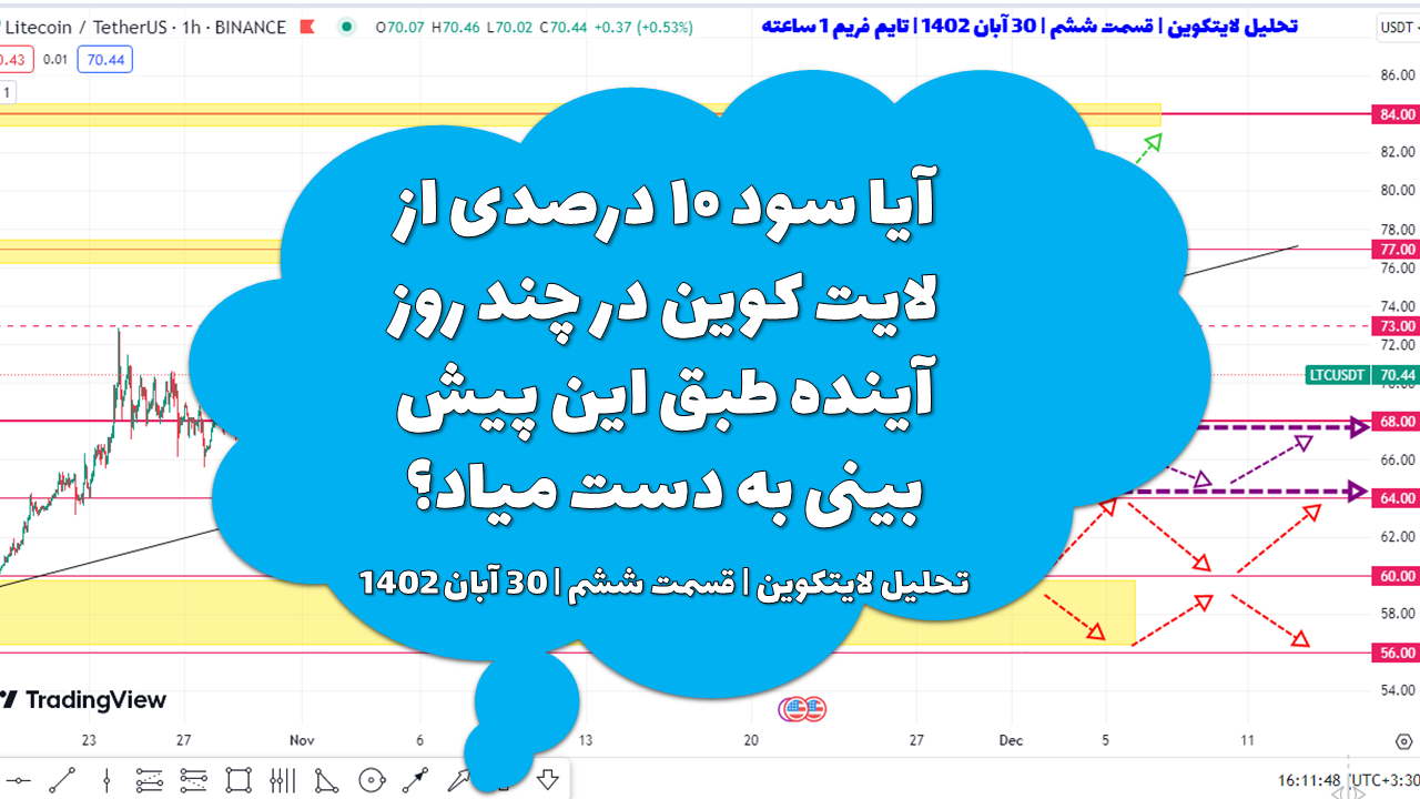 آیا سود ۱۰ درصدی از لایت کوین در چند روز آینده طبق این پیش بینی به دست میاد؟ | تحلیل لایتکوین | قسمت ششم | 30 آبان 1402