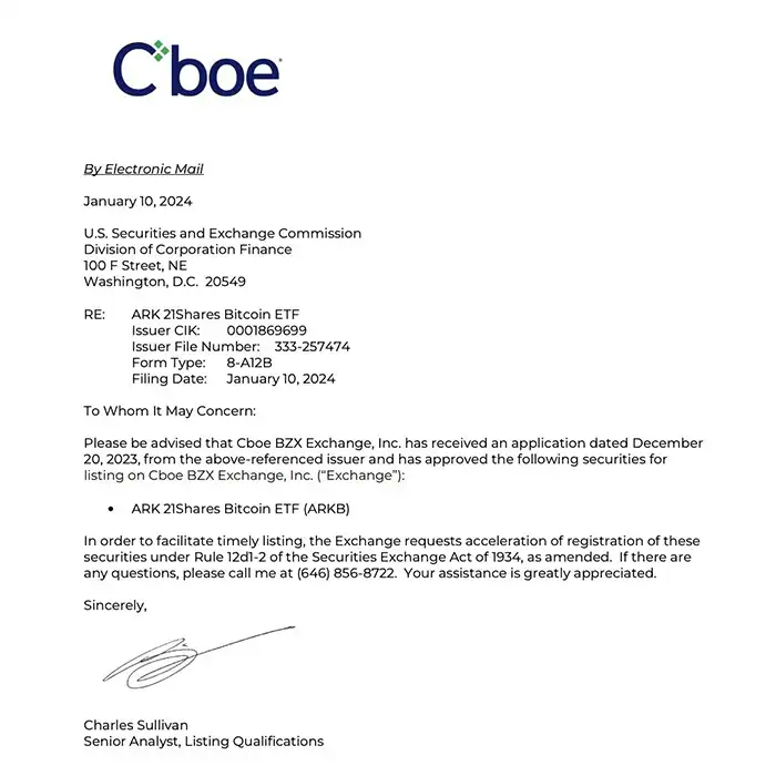 نامه Cboe