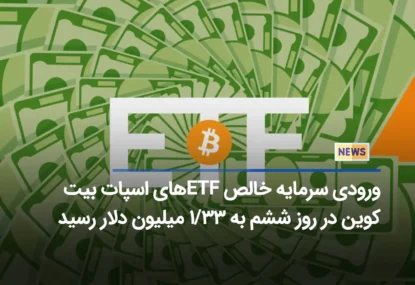 ورودی سرمایه خالص ETF های اسپات بیت کوین در روز ششم به ۳۳/۱ میلیون دلار رسید