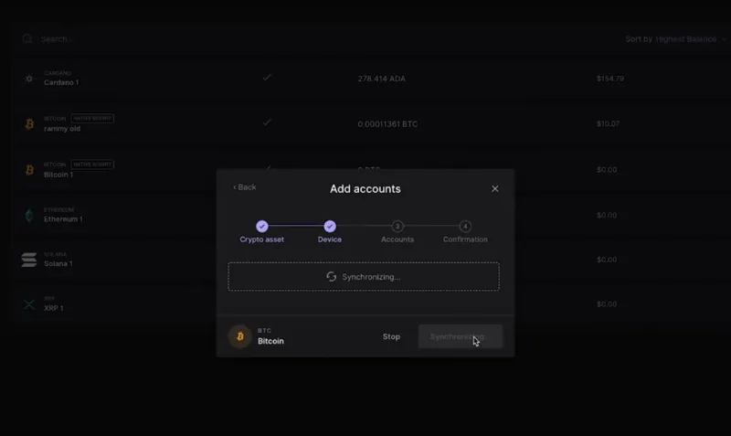 حذف اکانت در Ledger Live