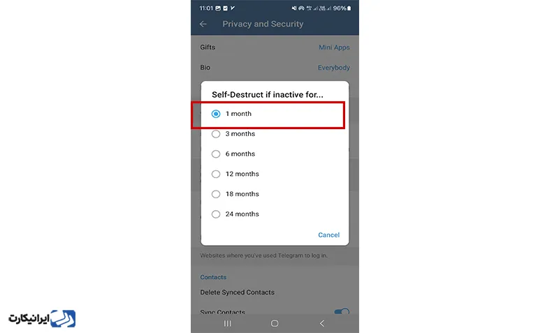 حذف اکانت تلگرام در موبایل مرحله 4