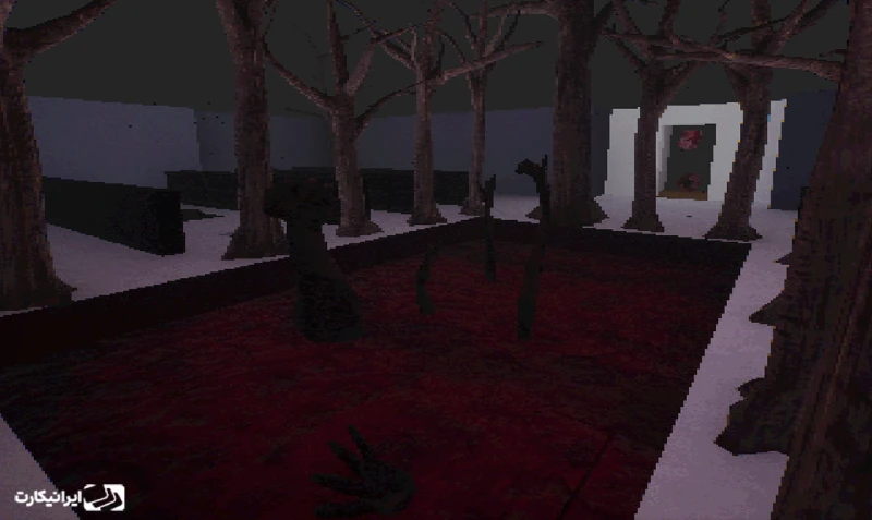 نمایی از بازی A Place, Forbidden؛ محیطی تاریک با درختان خشک