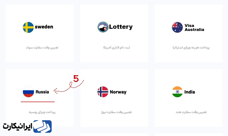 مرحله سوم ثبت درخواست پرداخت وقت سفارت روسیه