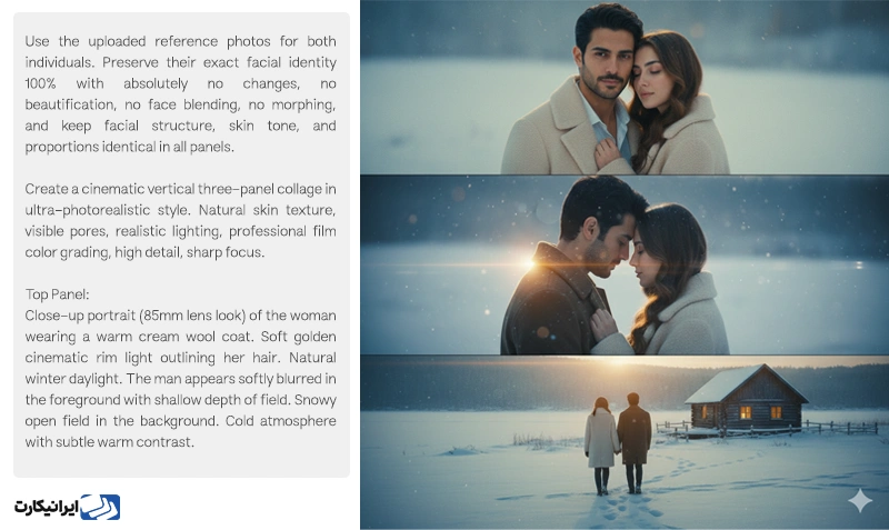 پرامپت ساخت عکس عاشقانه زمستانی