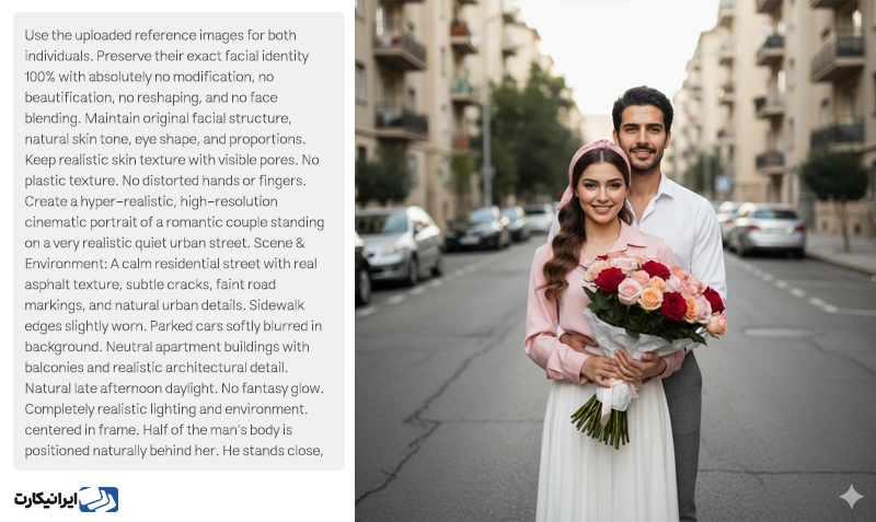 پرامپت عکس کاپلی در خیابان