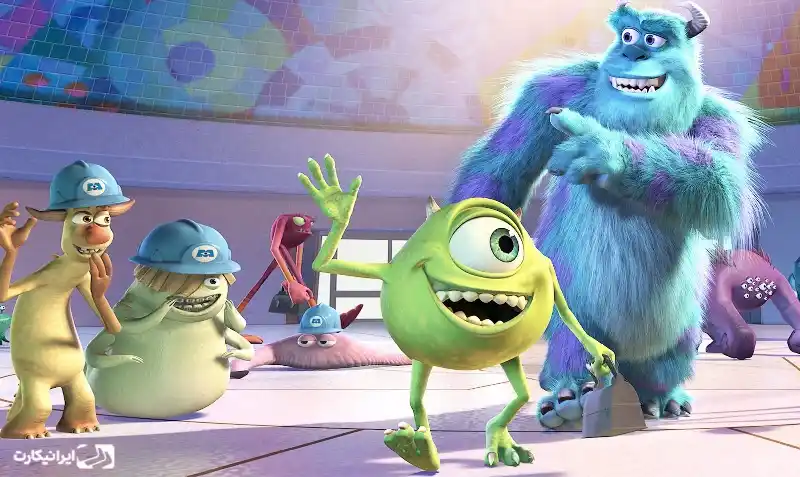 مایک و سالی در انیمیشن Monsters Inc داخل کارخانه هیولاها